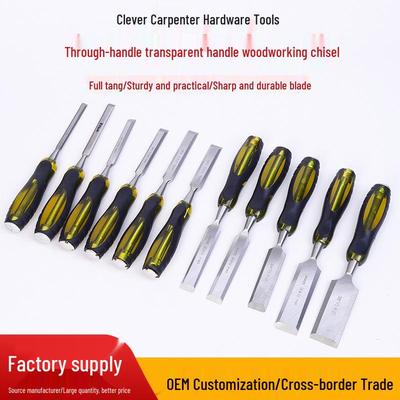 Multi-Size Woodworking Chisel Set (6-38mm) with Through-Handle Flat Chisels for Carving
