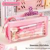 Six-Layer High Capacity Transparent Pencil Case for School Girls - Stylish and Simple Compartment Stationery Bag