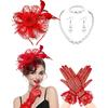 5Pcs Fascinators Hat for Women Tea Party Veil Mesh Headband Feather Hat for Women Veil Tea Party Hats