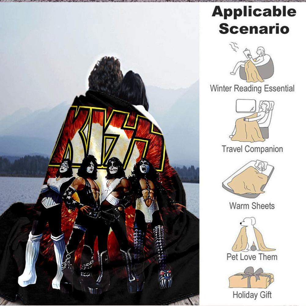 1 Stück KISS Band Weiche hautfreundliche Flanelldecke mit Digitaldruck, Verschiedene Größen erhältlich für Familie, Freunde, Geburtstag