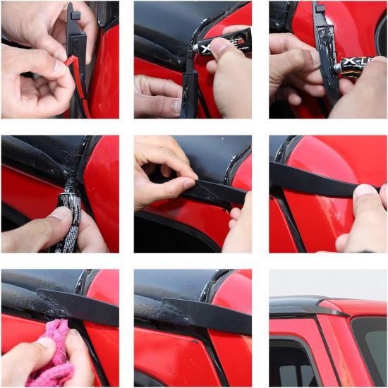 RT-TCZ Hard-Top Roof Rainwater Guard Diverters Channel Slot Gutter Extension Accessories for 2007-2017 Jeep Wrangler JK JKU 2 Door 4 Door, 2PCS