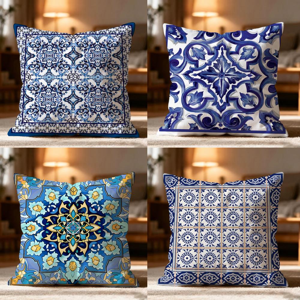 Islamic Tile Pattern Cushion Cover Cushion Cover Soft Washable Pillow Case Multi-Scene For Couch Bed Travel Office Use
