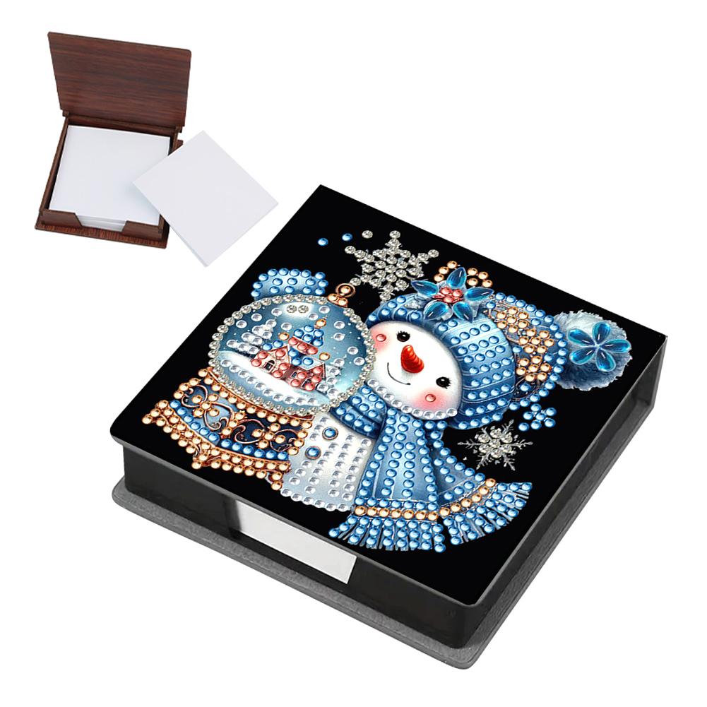 DIY Rhinestones PU Diamond Painting Notecard Box with 160 Sheets Paper Gem Art Sticky Note Holder for Desktop Decoration