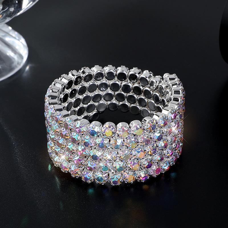 Bridal Bracelet AB Rhinestone Wrapped Full Diamond Open Bracelet Crystal Bracelet Accessories