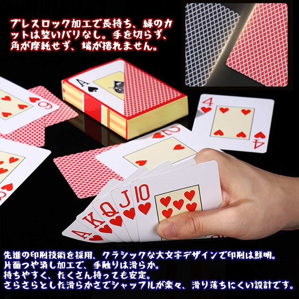 MILANQW Spillekort Plastsett med 2 Profesjonelle Poker Spillekort Bred Premium Ekstra Stor for Magi med Oppbevaringspose Kort, 100% PVC, (Rød + blå), Kort,