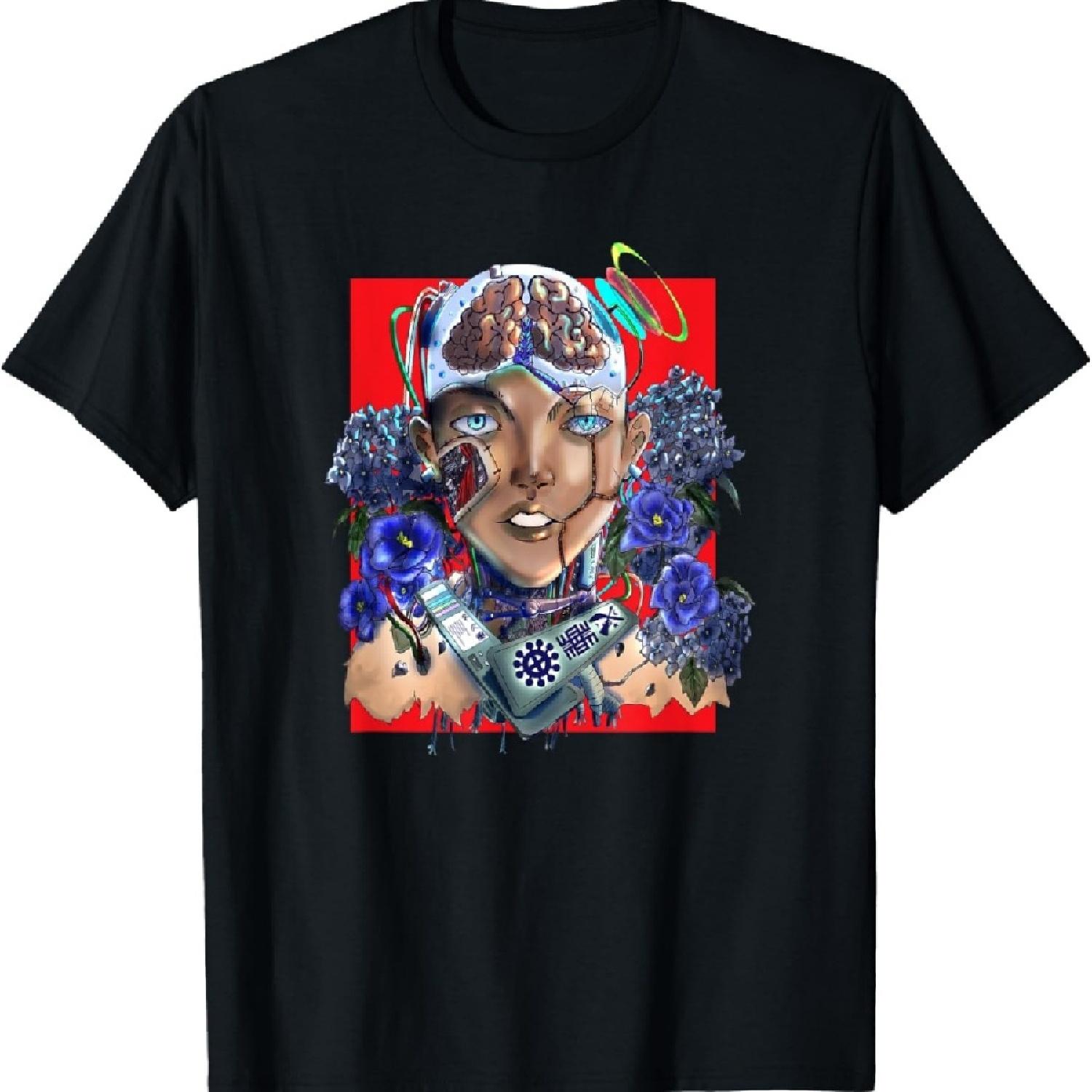 

Black Nerd Culture Cyberpunk Afrofuturism Robot Graphic T-Shirt XXXXXL чорний