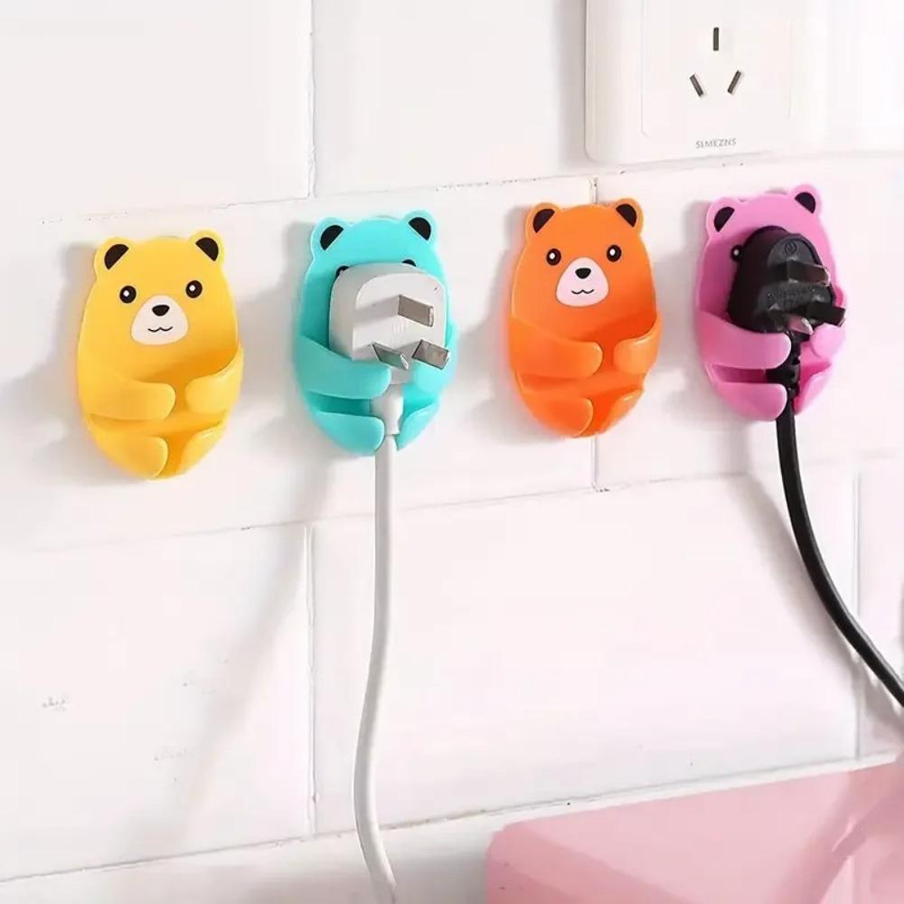 Multi-Purpose Wall Storage Hook Punch-free Power Plug Holder Cartoon Cable Organizer Kitchen