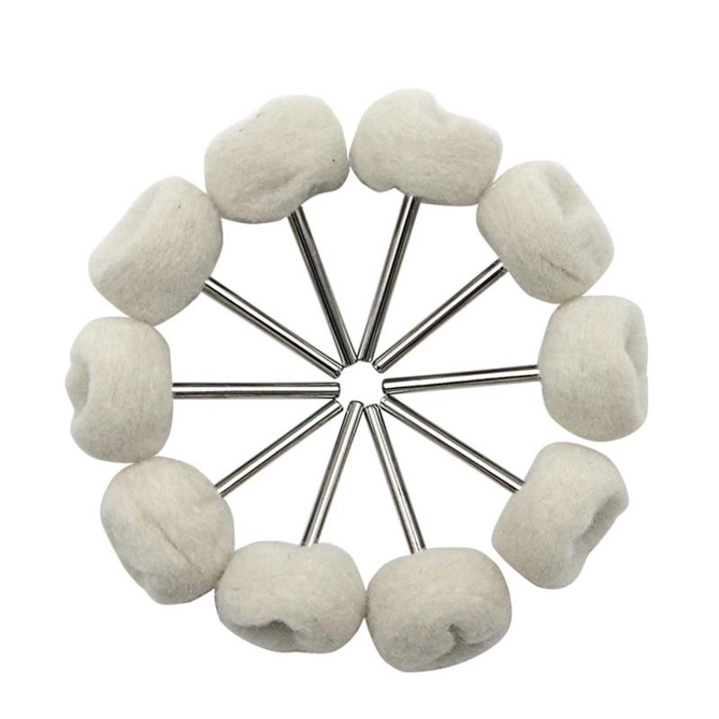 

10 шт. 3 мм хвостовик установлен мягкий шерстяной тонкий хлопок полировальный круг для полировки комплект или мини дрель бежевый