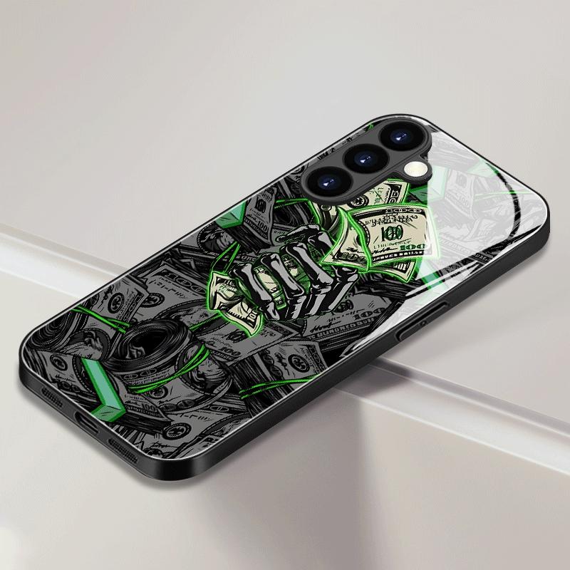 Creative Money Tempered Glass Phone Case Suitable for Samsung Galaxy S26 S25 S24 S23 S22 S20 FE/Ultra/Plus5G Anti Drop