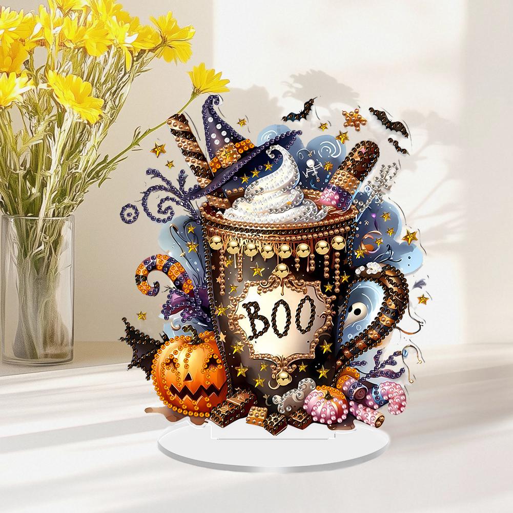 2D/Flat Halloween DIY Diamond Painting Tabletop Ornaments Kit Table Top Diamond Painting Ornament Kits Bedroom Table Decoration