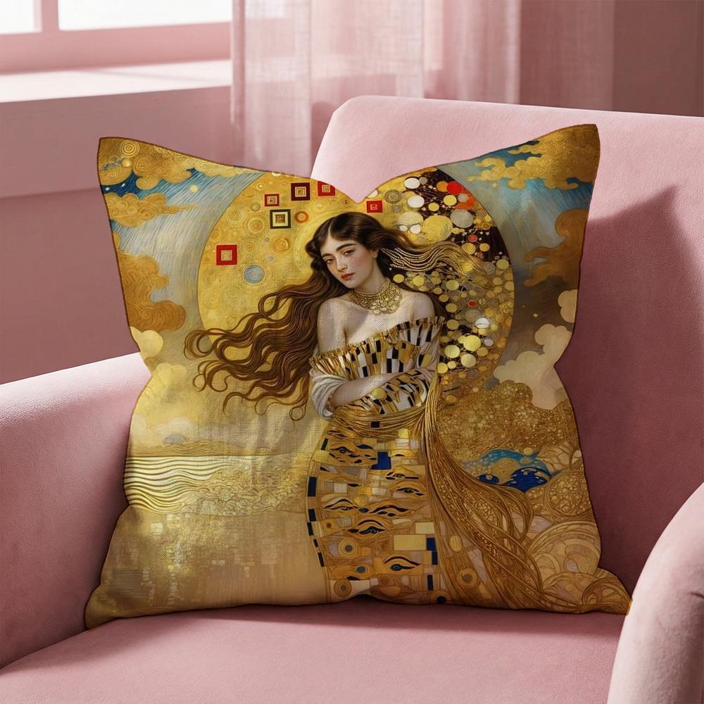 G-Gustav K-Klimt Oil Painting Cushion Cover Multi-Scene Pillow Cover for Home & Car - Reversible, Soft & Durable for Daily Use