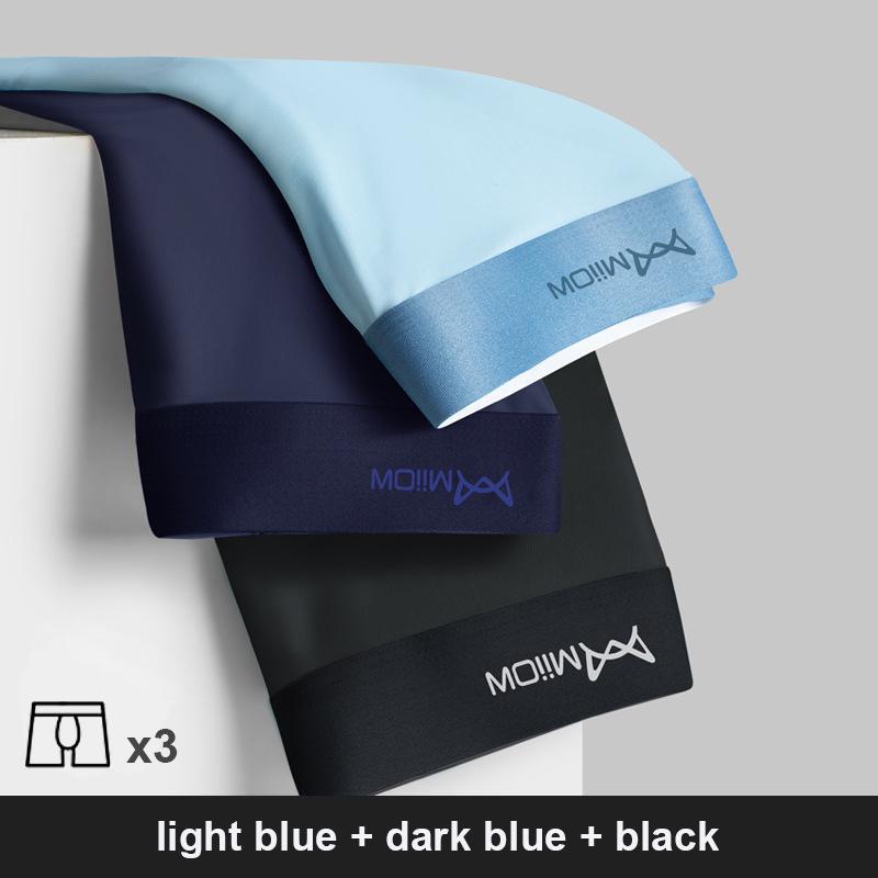 

Miiow 3 шт., мужские трусы-боксеры из ледяного шелка, нижнее белье, антибактериальные боксеры Cueca, мужские трусы, модные мужские трусы, нижнее белье L-5XL L