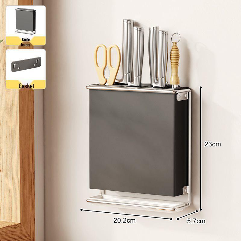 

Wall-Mounted Perforated Kitchen Knife and Chopstick Holder with Drainage