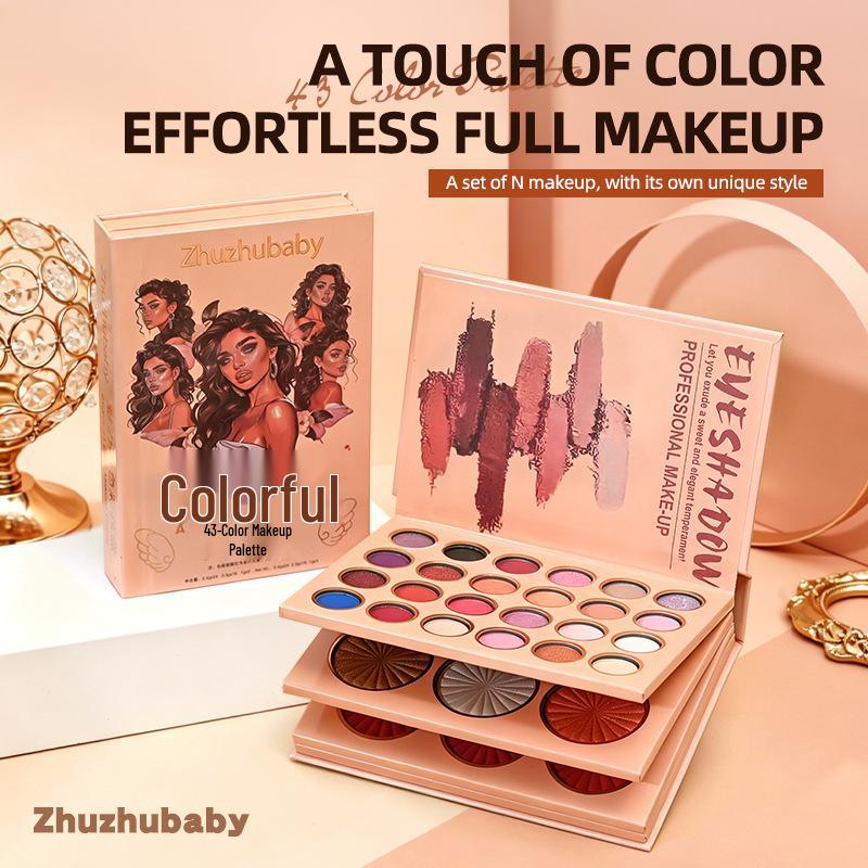 Cross-border E-commerce 4-in-1 Eyeshadow, Blush & Highlighter: Pearlescent Matte, Non-smudging, Easy-to-Apply.