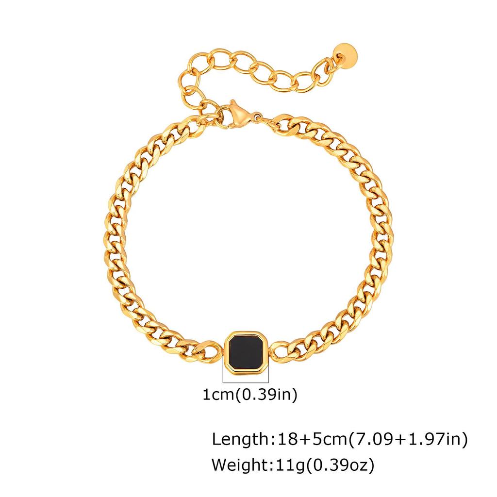 Herren Trendiges Hip Hop Sechsseitig Geschliffenes Gold Stahl Kettenarmband