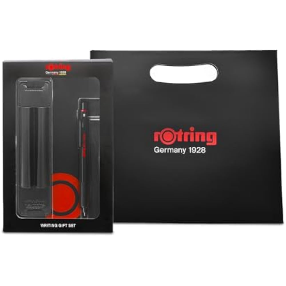 RotRing Rotling Mechanical Pencil 0.5mm 600 Black Pen with Pouch & Notebook Gift Box with Shopper...