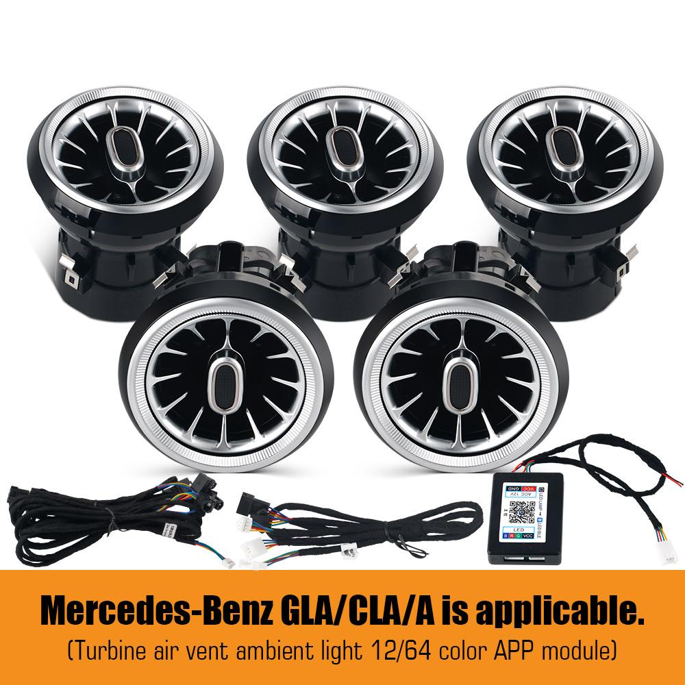 64/12 Colours Ambient Lights APP Led Car Air Vents Turbine Nozzle Decorate Lamp for Mercedes-Benz A/CLA W176/CLA W117/GLA W156