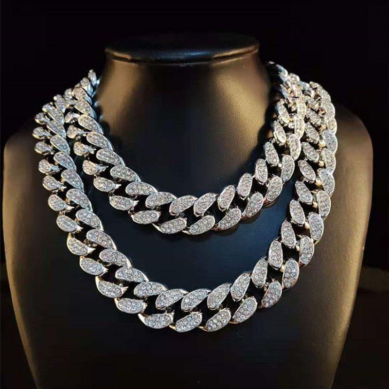European Hip Hop Domineering 20mm Exaggerated Cuban Full Diamond Necklace Male Daikin Chain Miami Fashion Classy Cuban Link Chain