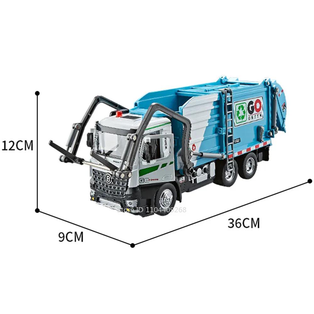 Scale 1:18 Electric Sanitation Garbage Truck Fire Trucks Model Toy Car Light Music Engineering Vehicle Models Birthday Presents