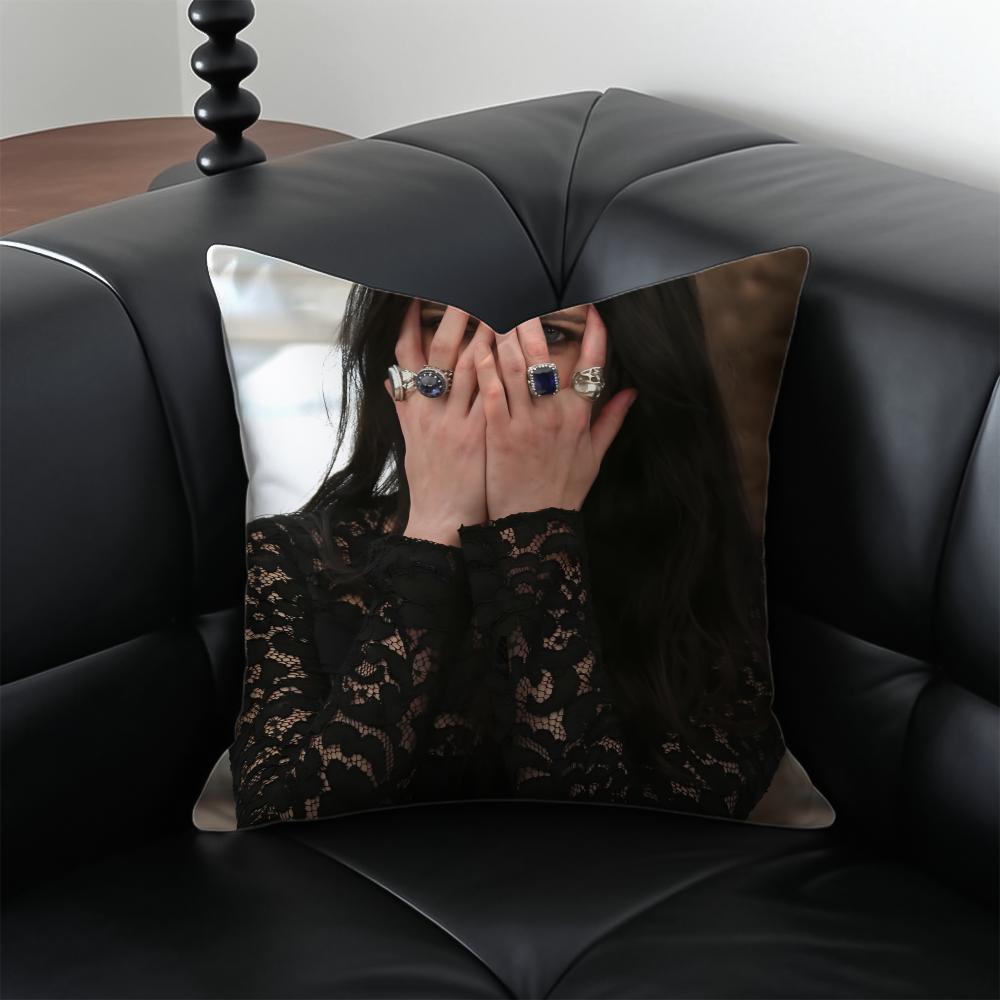 EEva Green Cushion Cover Pillow Case Antidustmite Invisible zipper silky plush cushion