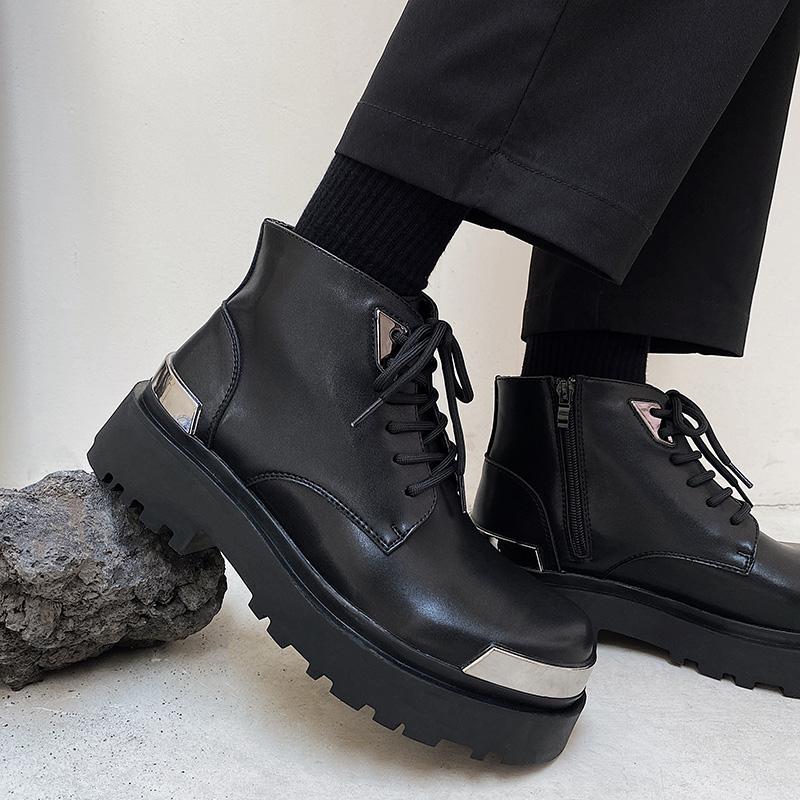 Luxury Brand High Quality Leather Women Men New British High Top Boots Leather Motorcycle Boots Fashion Trends Side Zipper Boots