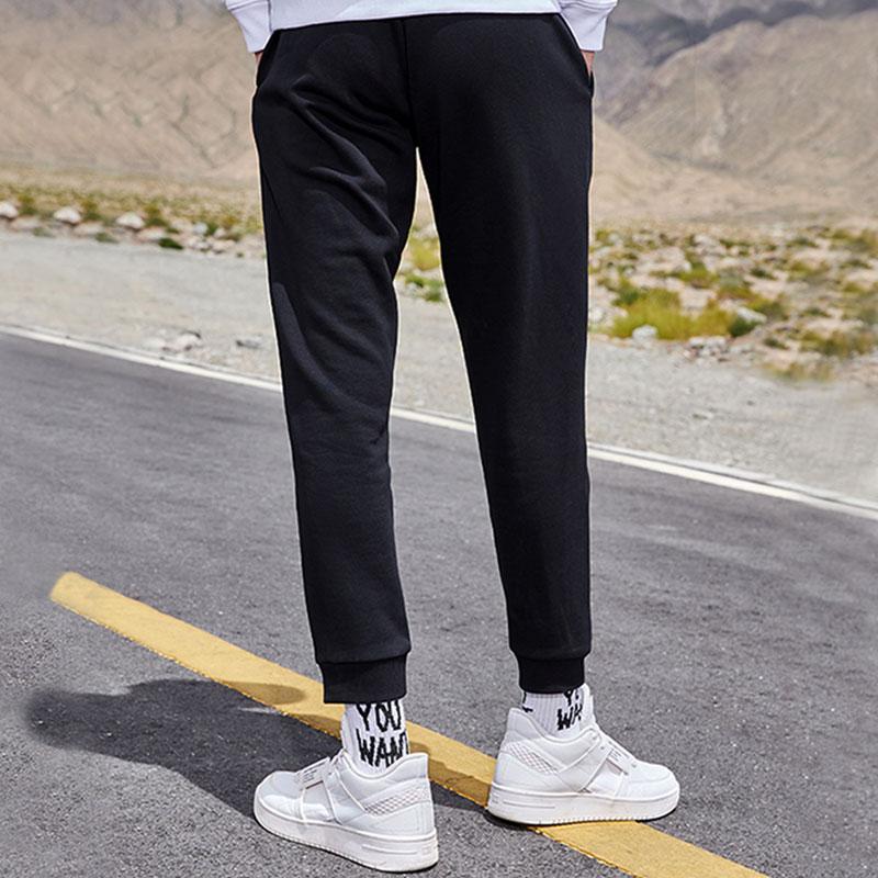 Li Ning Solid Color Fleece Sports Pants Men Bottoms Black AKLP871-12