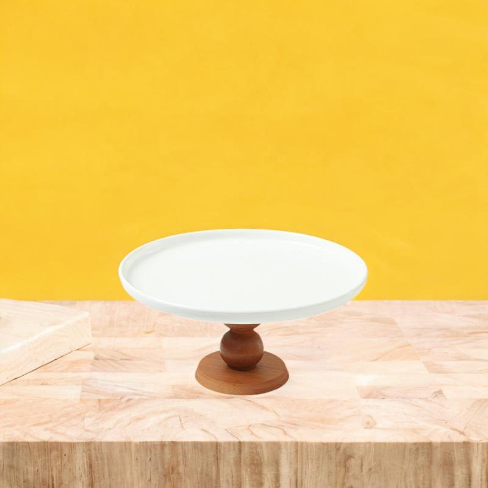 Elevated Ceramic Cake Plate Footed Stand Round Serving Platter for Displaying Cupcakes Cookies Snacks