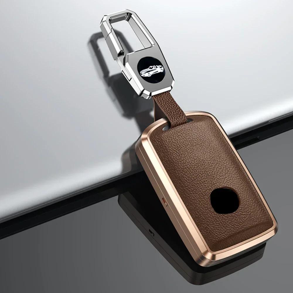 Alloy Leather Car Smart Key Case Cover For Mazda Alexa CX-30 CX-3 CX-5 CX-7 CX-9 CX-4 3 Button Protector Shell Accessories