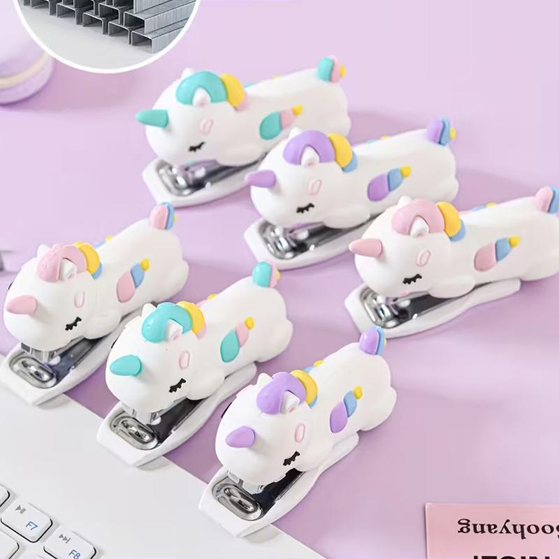 Stilvoller Mini Weißes Einhorn Hefter, Multifunktional, Geeignet für Büro- und Schulbedarf, Niedliche Schreibwaren und Kreative Geschenke