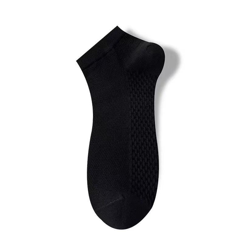 Men's Summer Thin Solid Color Sweat-absorbing and Odor-proof Short Socks, Pure Cotton Breathable Thin Mesh Business Short Socks for Men