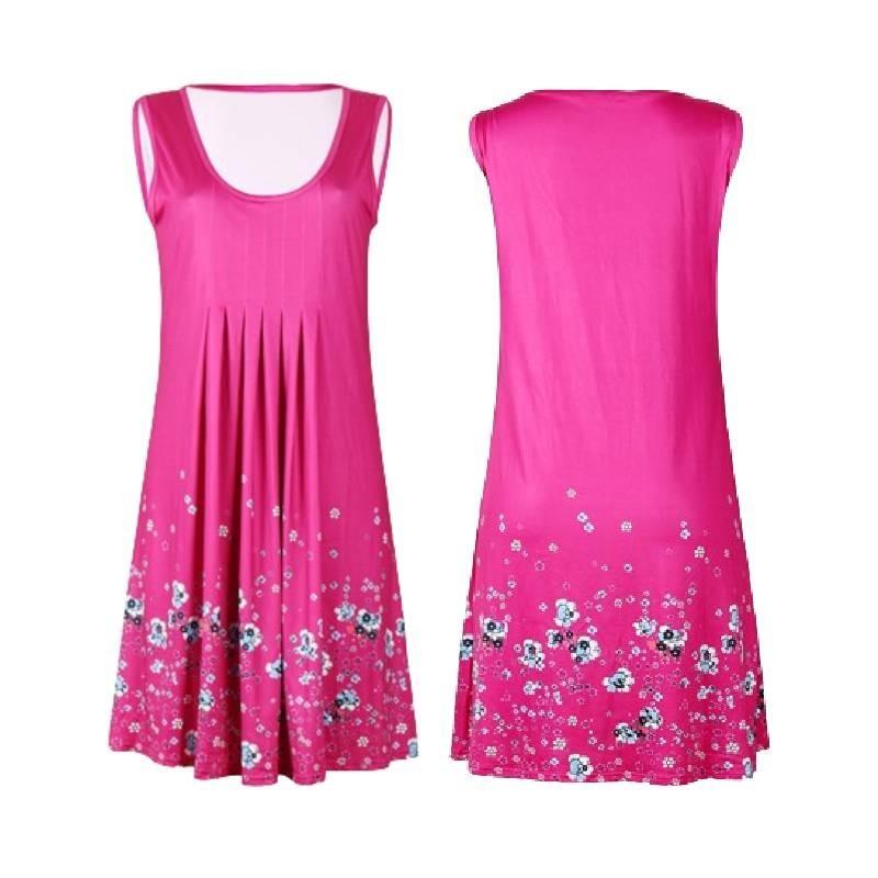 Urban Chic Sleeveless Floral Print Loose Fit Midi Dress Polyester Blend