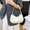 Shoulder Bag for Women Rivet Punk Underarm Bag PU Leather Studded Clutch Purse Trendy Hobo Purse for Work Travel Shopping CLE