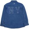 New MLB New York Yankees Denim Coopers Mega Logo New York Yankees Denim Shirts Shirt Unisex Blue 3ADRB0144-50INS
