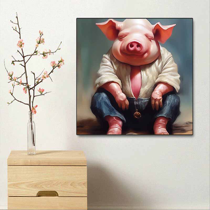 New Arrival 5D DIY Full Circle Diamond Painting "Pig Man" Embroidery Cross Stitch Home Decor Gift