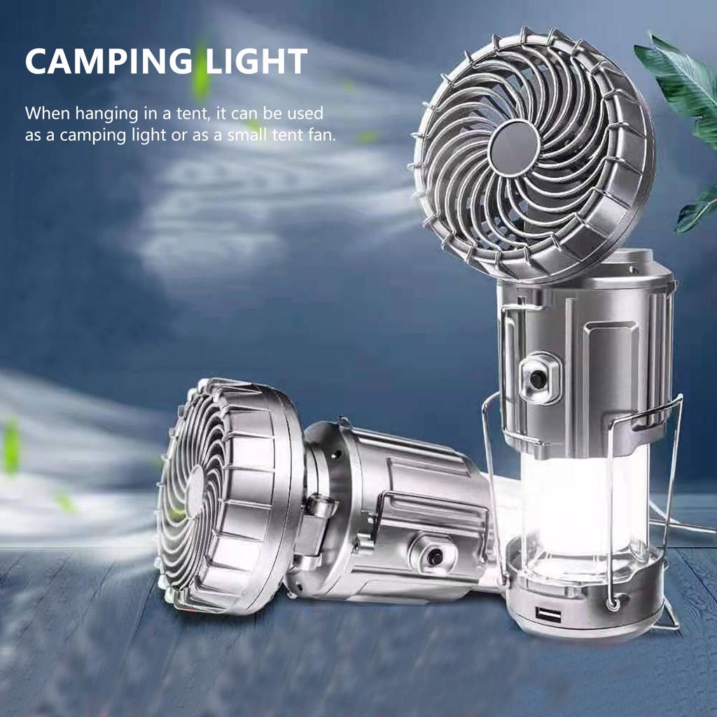 Foldable Portable Lantern Fan Solar/Rechargeable/Battery Powered 1500mAh LED Lantern Handheld Fan Power Bank for Outdoor Hiking