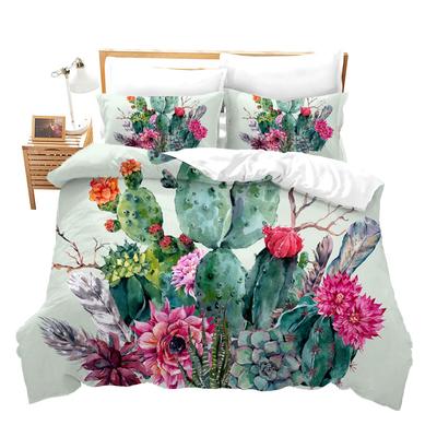 Bright Cactus Duvet Cover Set Full Queen For Girls Boys Green Plants Succulents Bedding Set Nature Art Soft Chic Comforter Cover