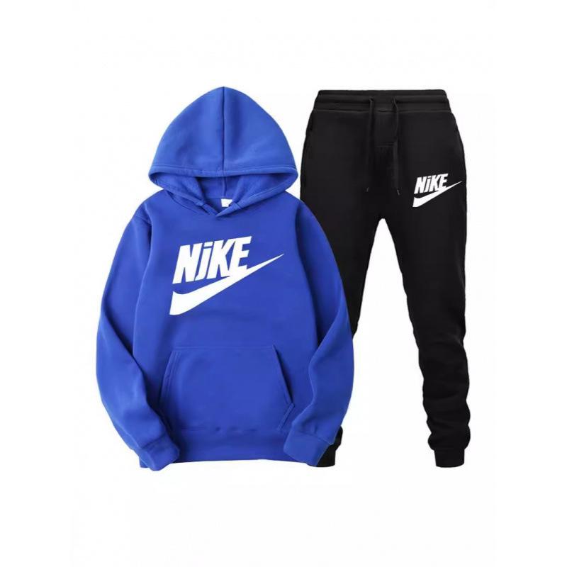 Modny zestaw unisex z nadrukiem: bluza z kapturem i spodnie dresowe