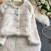 Autumn Winter Women Luxury Soft Mink Faux Fur Warm Short Jacket Diamond Button Single Breasted Christmas Outerwear Coat
