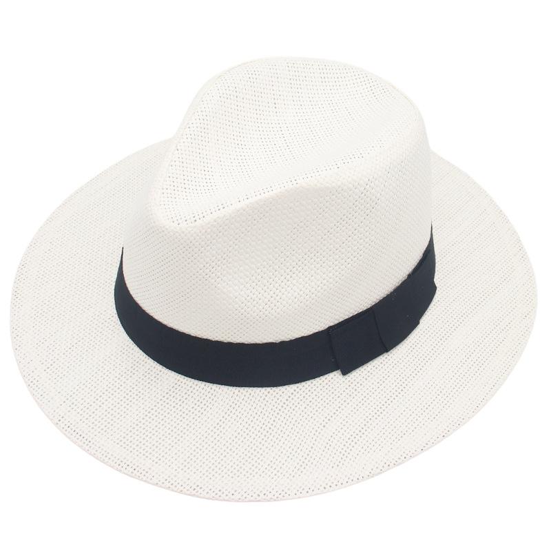 Encrypted Panama Straw Hat, Black Bow Ribbon, Men'S Spring And Summer New Top Hat, Foreign Trade Cross-Border Gentleman'S Hat