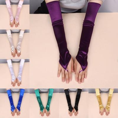 Solid  Retro Hook Finger Gloves 49CM Long Fingerless Gloves New Women Gloves  Wedding Bride