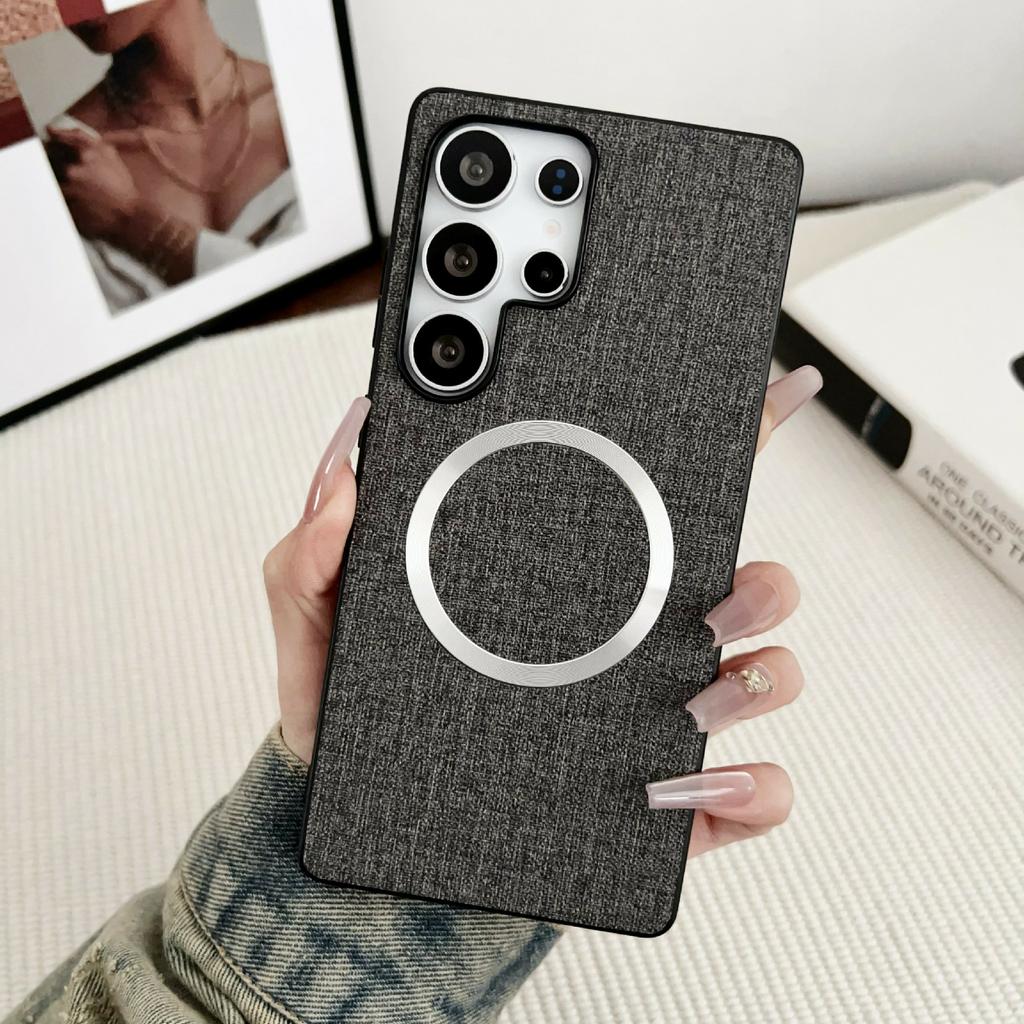 For Samsung Galaxy S26 Ultra Magnetic Case Drop-Proof TPU + Cloth Back Phone Cover
