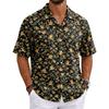 Men's Summer Hawaiian Print Cuban Collar Shirt Short Sleeve Button Down Casual Beach Shirt Lightweight Breathable Fabric