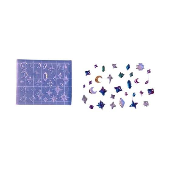 Silicone Mold Star Star Raw Stone Gravel Nail Enclosed Deco Parts Keychain Otakatsu Oshikatsu Silicone Mold Craft 3D Mold Trading Card Case Trading