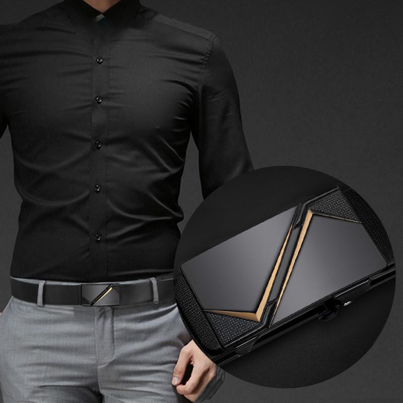 Men Wear Toothless Automatic Buckle Genuine Leather Belt Business Belt Casual Versatile Trendy Cowhide Belt Men