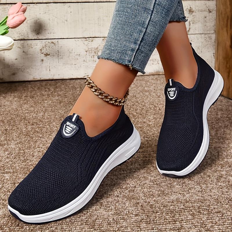 Women's Knitted Loafers - Round Toe Comfortable Slip-On Shoes, Soft & Cushioned Sole Casual Sneakers for Women