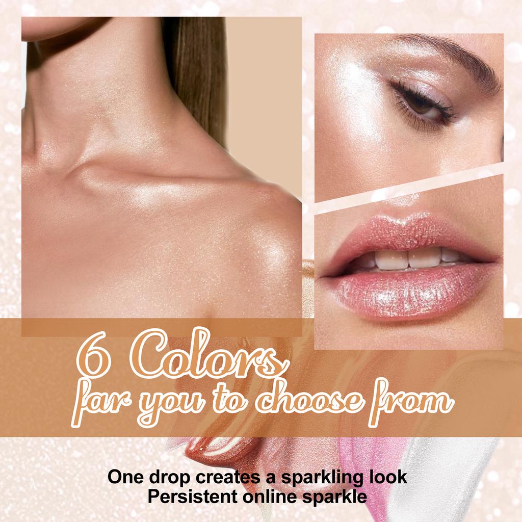 HANDAIYAN Liquid Highlighter Glass Bottle Radiant Shine Enhancer 24H Longwear Shimmer Illuminator for Face Body Lips Multi-Use Makeup
