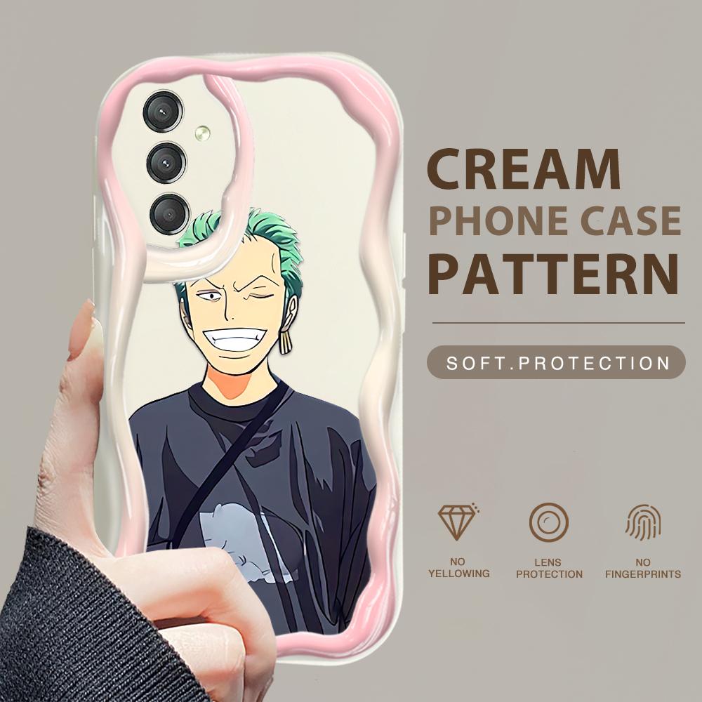 

Милый мультяшный узор, кремовая текстура, мягкий силиконовый чехол с волнистыми краями, чехол для телефона Samsung Samsung A16 5G белый