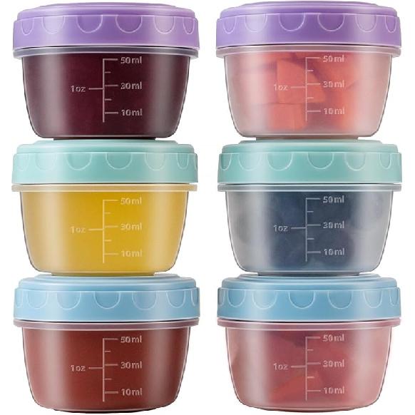 6 Pack 2.7 OZ Salad Dressing Container to Go with lids,Dishwasher and Microwave Safe Tiny Condiment Containers with Graduated Lines, Reusable and Mini