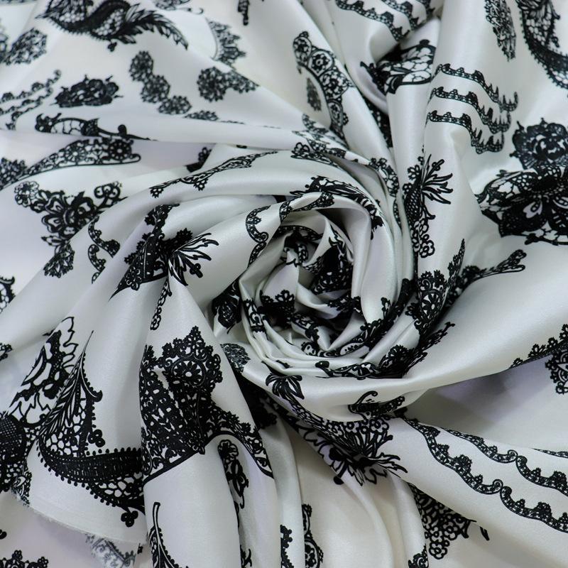 19mm 108cm  Silk Stretch Fabrics with Pattern Mulberry Silk Printed Fabrics