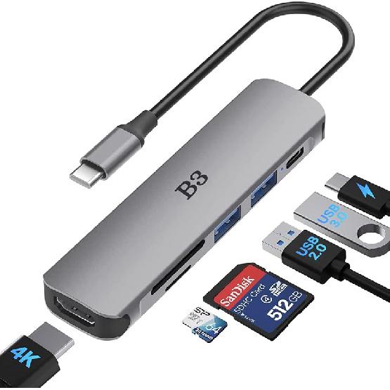 USB C Hub USB C To HDMI MultiPort Adapter for MacBook Pro, 7 In 1 Dongle with 4K HDMI/100W PD/USB 3.0 & 2.0/ SD/TF Card Reader Compatible for MacBook